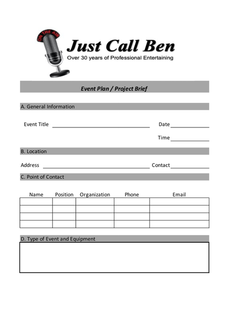 Event Planning Sheet